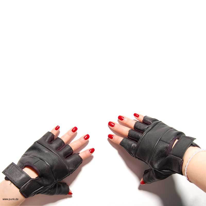Sexypunk: Fingerlose Leder-Handschuhe