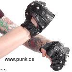 Sexypunk: Fingerlose Leder-Handschuhe mit Nieten